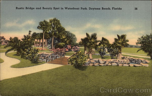 Rustic bridge and beuaty spot in Waterfront Park Daytona Beach Florida