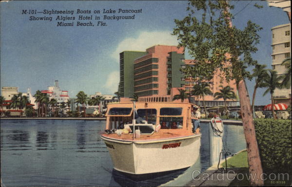 Sightseeing Boats on Lake Pancoast Miami Beach Florida