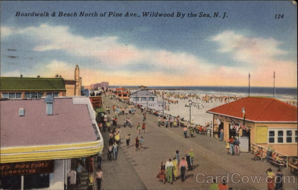 Boardwalk & Beach North of Pine Ave Wildwood New Jersey