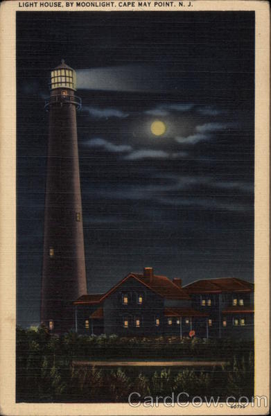 Light House By Moonlight Cape May New Jersey