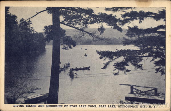 Diving Board and Shoreline of Star Lake Camp New York