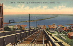 View from Top of Famous Incline Railway Duluth, MN Postcard Postcard
