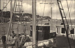 View of the Harborfront New Harbor, ME Postcard Postcard