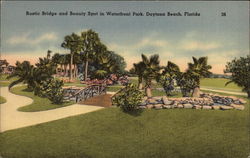 Rustic bridge and beuaty spot in Waterfront Park Postcard