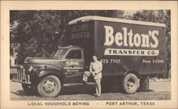 Belton's Transfer Company Truck and Driver Port Arthur, TX Postcard Postcard