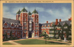 Memorial Tower and Statue, University of Penna Postcard