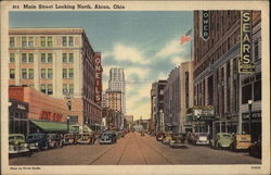 Main Street Looking North Akron, OH Postcard Postcard