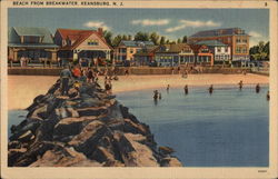 Beach From Breakwater Keansburg, NJ Postcard Postcard