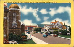 View along Atlantic Ave., Looking south from Magnolia Wildwood, NJ Postcard Postcard