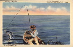 Landing a Big One Bradley Beach, NJ Postcard Postcard