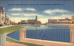 Casino and North End Hotel and Wesley Lake Postcard