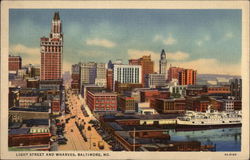 Light Street and Wharves Baltimore, MD Postcard Postcard