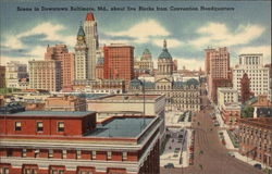 Scene in downtown Baltimore, about 5 blocks from Convention Headquarters Maryland Postcard Postcard