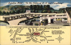 Paradise Motel Los Angeles, CA Postcard Postcard