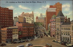Looking up State Street from the Plaza Postcard