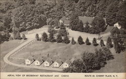 Aerial view of Bridgeway Restaurant and Cabins, Route 22 Postcard