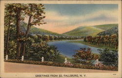 View of River and Hills Postcard