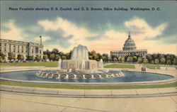 Plaza Fountain showing U. S. Capitol and U. S. Senate Office Building Washington, DC Washington DC Postcard Postcard