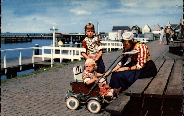 Family wearing traditional dress Marken Netherlands