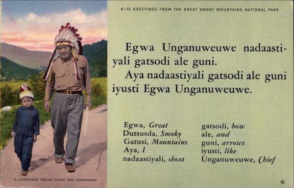 Cherokee Indian Chief and Grandson Native Americana