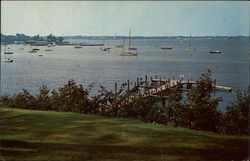 View from The Dering Harbor Shelter Island Heights, NY Milt Price Postcard Postcard