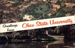 Aerial View of Campus and Mirror Lake, Ohio State University Postcard