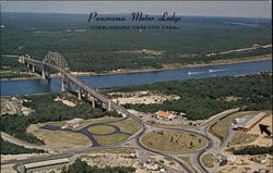 Panorama Motor Lodge, Overlooking Cape Cod Canal Bourne, MA Postcard Postcard