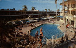 Azure Tides Hotel Court - Lido Beach Postcard