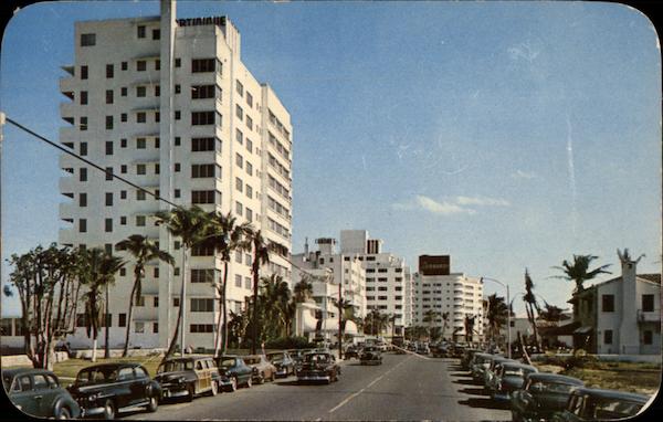 Tropical Collins Avenue Looking South Miami Beach Florida
