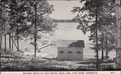 Bathing Beach at High Woods, Mule Lade Pine River, MN Postcard Postcard