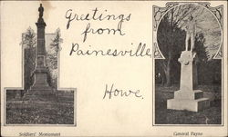 Soldiers' Monument and General Payne Statue Postcard