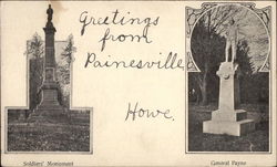 Soldiers' Monument and General Payne Statue Painesville, OH Postcard Postcard