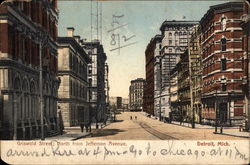 Griswold Street; North from Jefferson Avenue Postcard