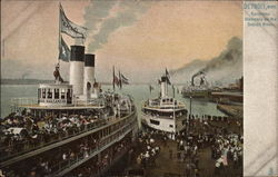 Excursion Steamers on the Detroit River Postcard