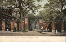 Johnston Gate, Harvard College Postcard