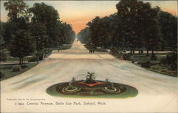 Central Avenue, Belle Isle Park Detroit, MI Postcard Postcard