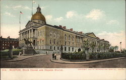 State House and Hooker Statue Postcard