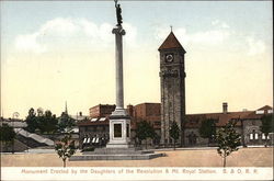 Monument Erected by the Daughters of the Revolution and Mt. Royal Station Postcard