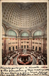 Reading Room in Rotunda, Library of Congress Postcard