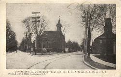 Congregational, Universalist Churches and D. A. R. Boulder Cortland, NY Postcard Postcard