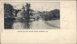 Scene on Fox River Aurora, IL Postcard Postcard