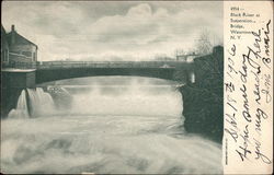 Black River at Suspension Bridge Watertown, NY Postcard Postcard