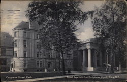 Congress Street Park, Russell Sage Hall & First Presbyterian Church Troy, NY Postcard Postcard