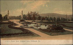 Flower Beds, Highland Park Postcard