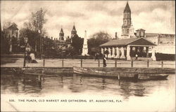 The Plaza, Old Market and Cathedral St. Augustine, FL Postcard Postcard