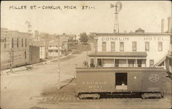 Miller Street,Conklin HOtel Michigan Postcard 