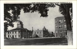 Court House and Peoples Bank Building Burnsville, NC Postcard Postcard