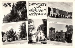 Views of Various Churches of Different Denominations Madison, NE Postcard Postcard