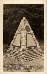 Naches Pass Monument Greenwater, WA Postcard Postcard