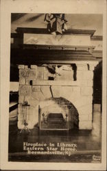 Fireplace in Library, Eastern Star Home Postcard